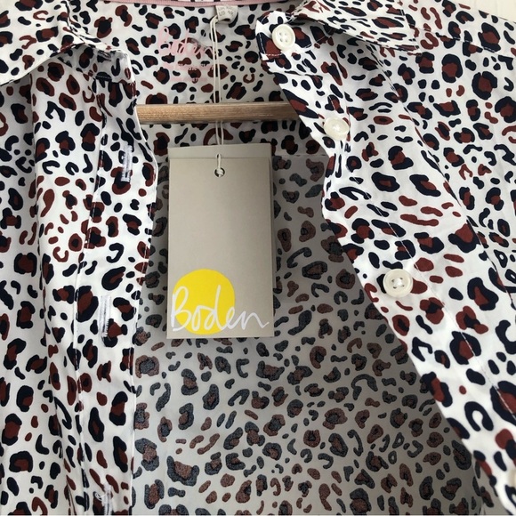Boden size 4R Leopard Print Cotton Button Up Dress Shirt - Picture 4 of 8